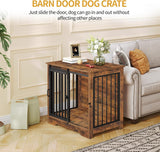 27.2" Dog Crate Furniture with Barn Door, Heavy Duty Dog Kennel Indoor with 2 Doors