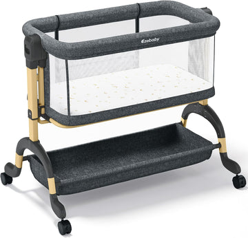 3-in-1 Baby Bassinet Bedside Sleeper, Full Mesh Sides Rocking Bassinet | Bassinet with Comfy Mattress and Sheet, 7