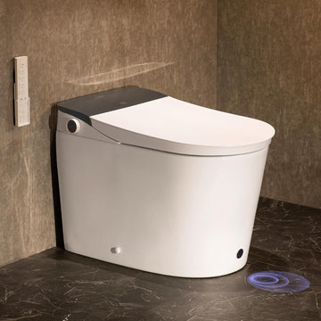 Smart Toilet with Built-In Bidet, Foam System, Temperature-Controlled Heated Seat, Instant Warm Water, Full-Seat Sensor, Auto Open and Close, Foot Sensor, Auto Deodorizer, Remote Control