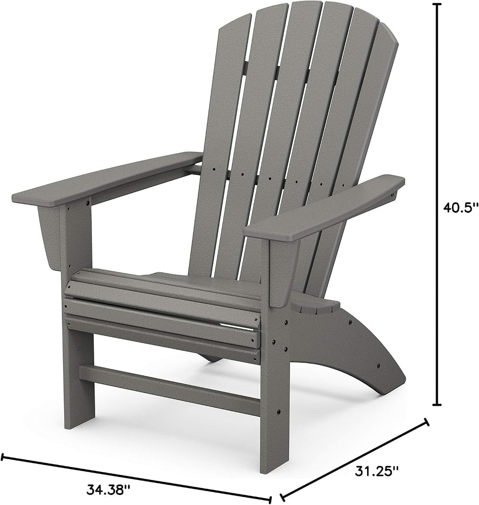 Nautical Curveback Adirondack Chair, HDPE Outdoor Patio Furniture for Deck, Pool, Garden, Made in USA
