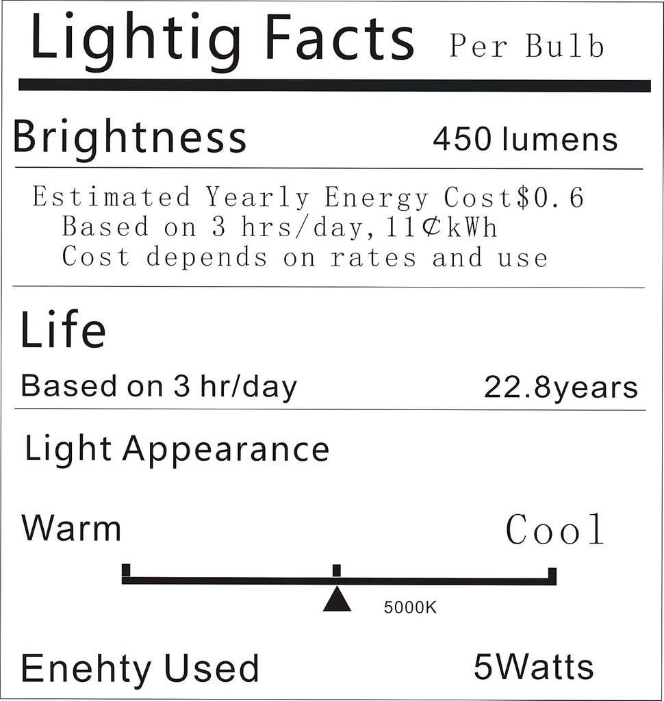LED Refrigerator Light Bulb 40W Equivalent 120V A15 Fridge Waterproof Bulbs 5 W Daylight White 5000K E26 Medium Base (2 Pack)