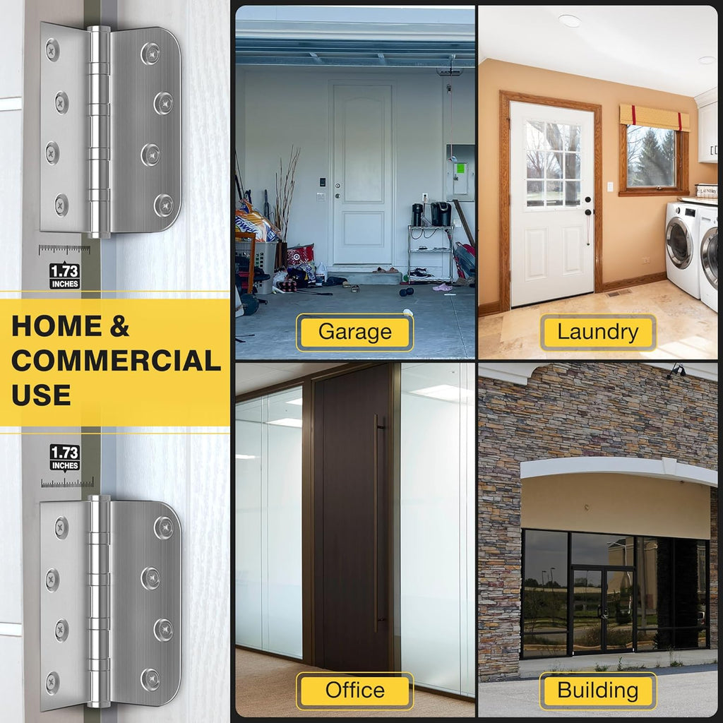 Ball Bearing Door Hinges, 4 x 4 Inches Black Door Hinges, Heavy Duty Stainless Steel Hinges