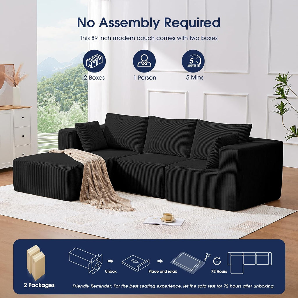 107'' Modular Sectional Sofa, L Shaped Cloud Couch for Living Room