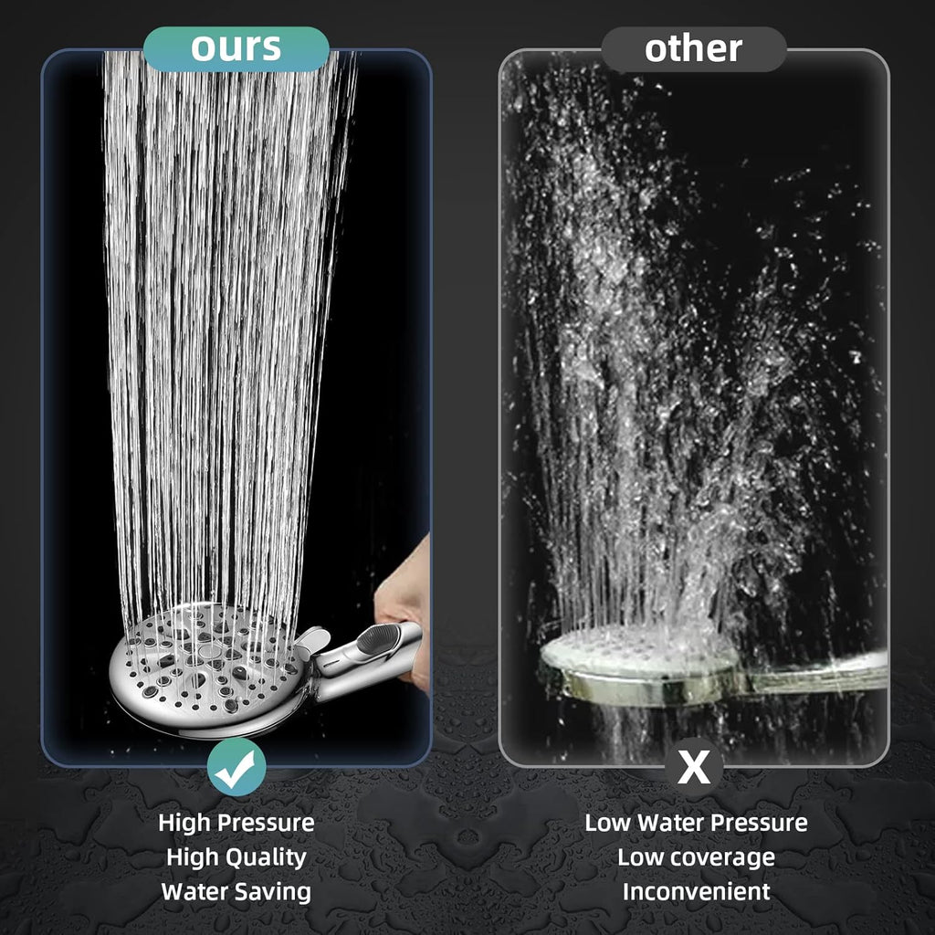9-Function Shower Head with Built-in Power Spray, 1.8 GPM Water Saving ON/OFF Toggle Switch