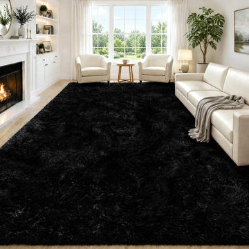 Fluffy Area Rugs, Black Large Shag Area Rug