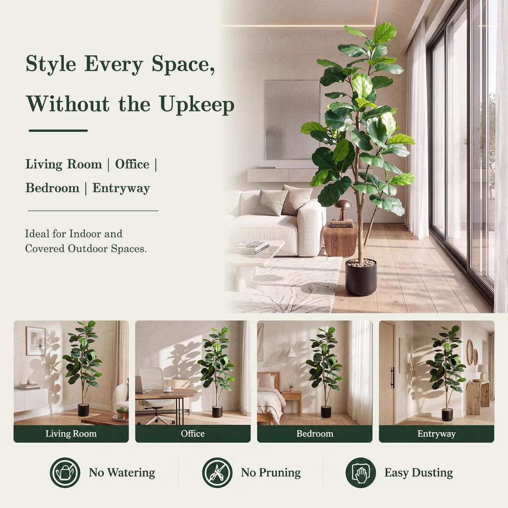 Artificial Fiddle Fig Tree 7FT with Tall Exquisite Planter
