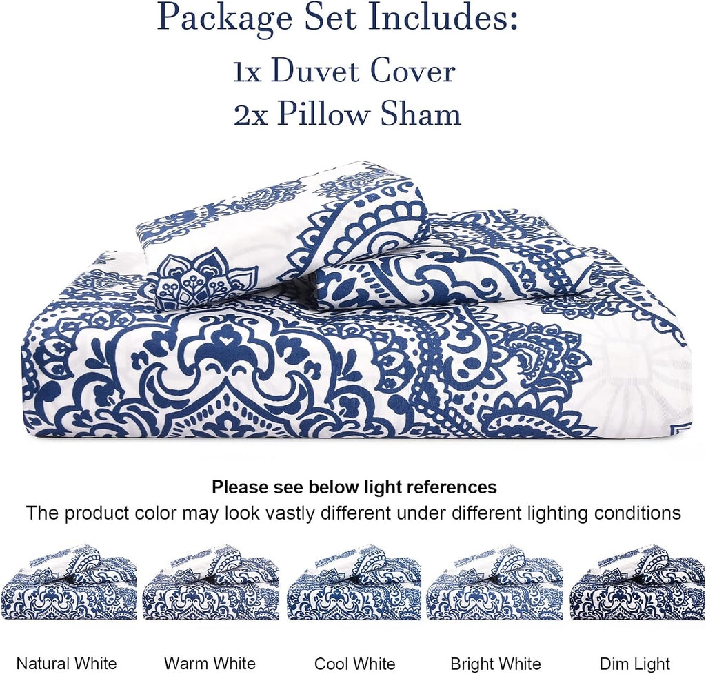 Ultra Soft Paisley Duvet Cover, Printed Bedding Set 3 Pieces, Comfy Farmhouse Pattern Duvet Cover Set with 2