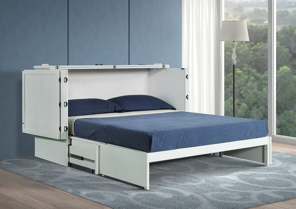 Paradiseo Murphy Cabinet Chest Bed with Charging Station 8 Inch, Queen (White)