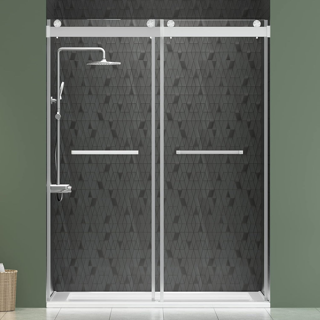56"-60" W x 75" H Frameless Double Sliding Shower Door