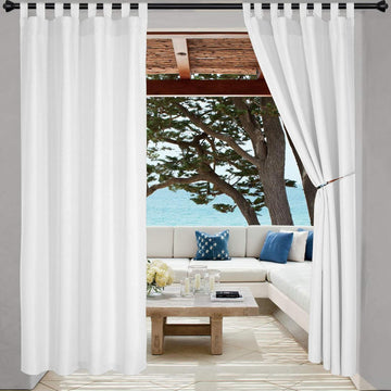 Indoor/Outdoor Curtains Waterproof Tab Top Patio Curtains | Sun Blocking Set of 2 Panels Thermal Insulated Curtain