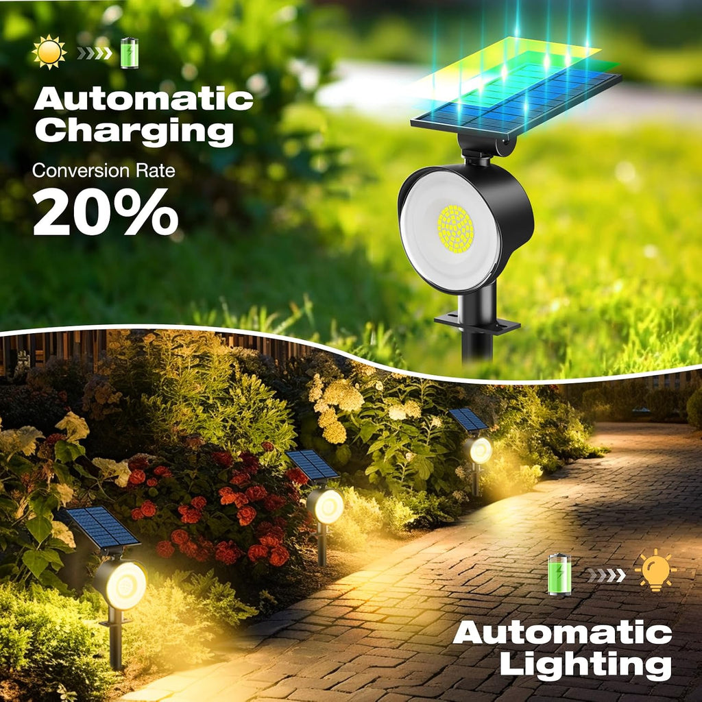 Solar Spot Lights Outdoor Waterproof, Landscape Spotlights | Warm White, 4 Pack/53 LED/3 Modes, Adjustable Solar