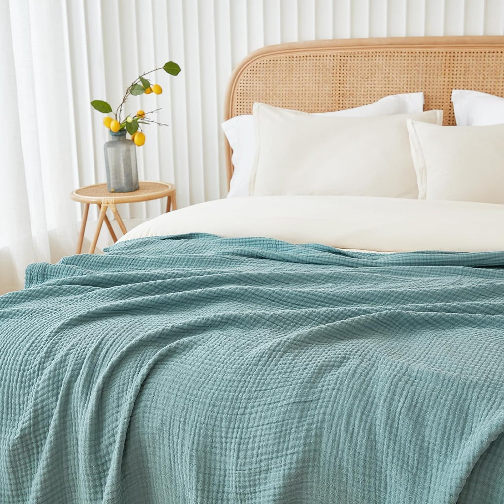 Muslin Throw Blanket for Adults 100% Cotton Blankets, 50"x71")