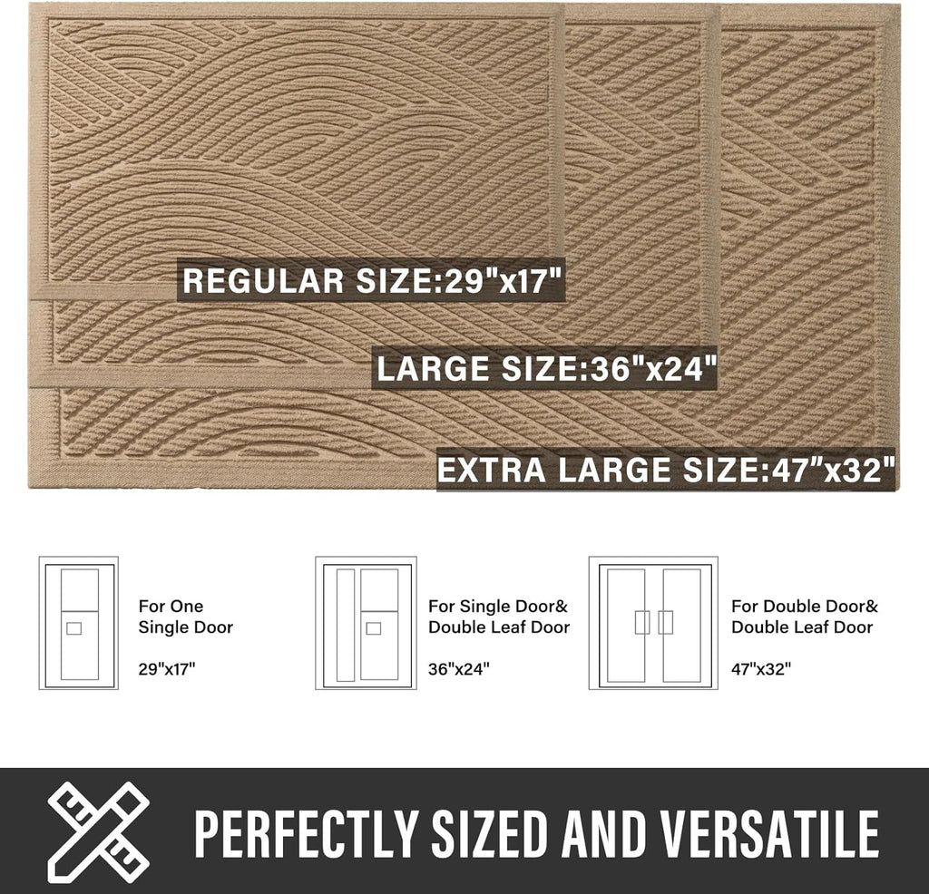 Sturdy Front Door Mat, Absorbent Muddy Dirt Resist Welcome Door Mats Outdoor Indoor, Stain and Fade Resistant