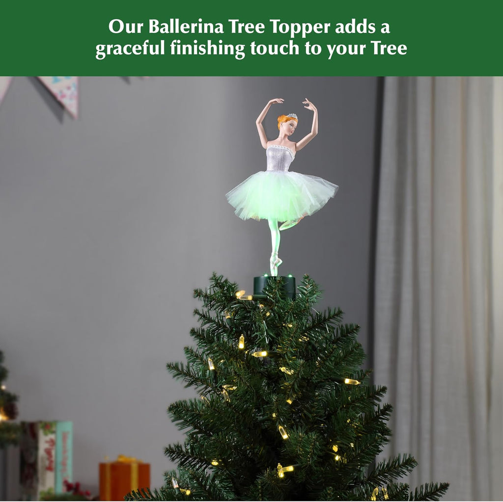 Animated Ballerina Christmas Tree Topper, Christmas Decoration, LED Lights, 24 Inch, Multi-Color