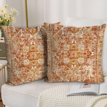 Boho Throw Pillow Covers 22x22 inch Set of 2, Boho Vintage Carpet Pattern Antique Ethnic Decor Double Sided Pattern
