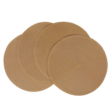 Round Placemats Set of 4 Woven Braided Kitchen Table Placemats 15 inch Round Place Mats Washable Table Mats Indoor