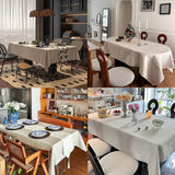 Jacquard Rectangle Tablecloth, Floral Design Thick Kitchen Dining Table Cloth, Waterproof Wrinkle Fr