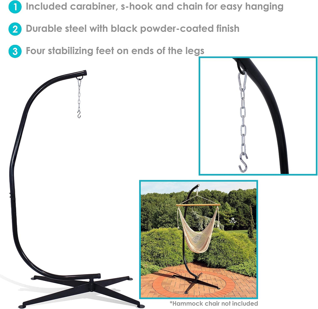 Steel C-Stand for Hanging Hammock Chair, Black | Hammock Swing Frame for Indoor or Outdoor Use, Durable, 300-Pound