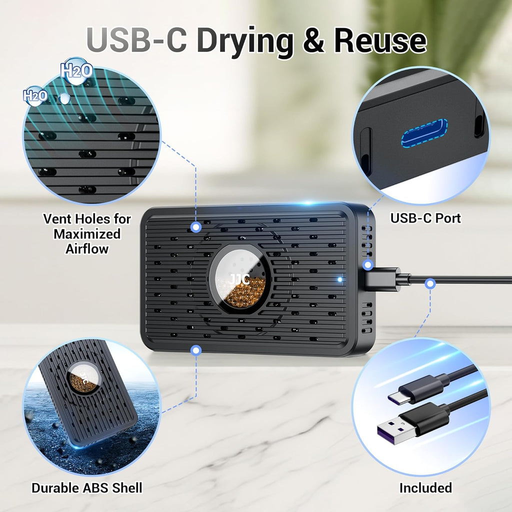 Auto Power-off USB C Rechargeable Gun Safe Dehumidifier Desiccant