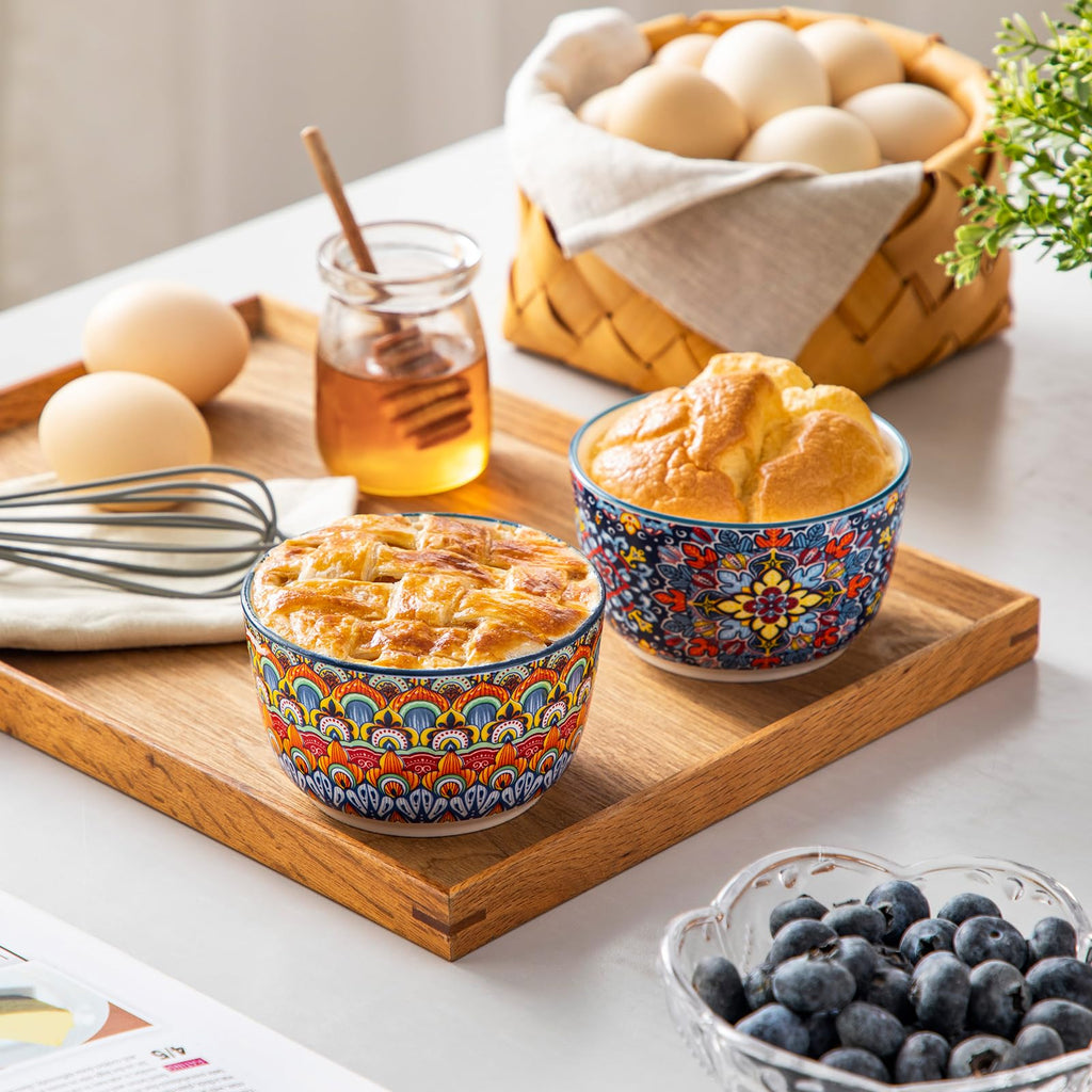 8 Oz Oven Safe Set of 6, Ceramic Baking Souffle Dishes