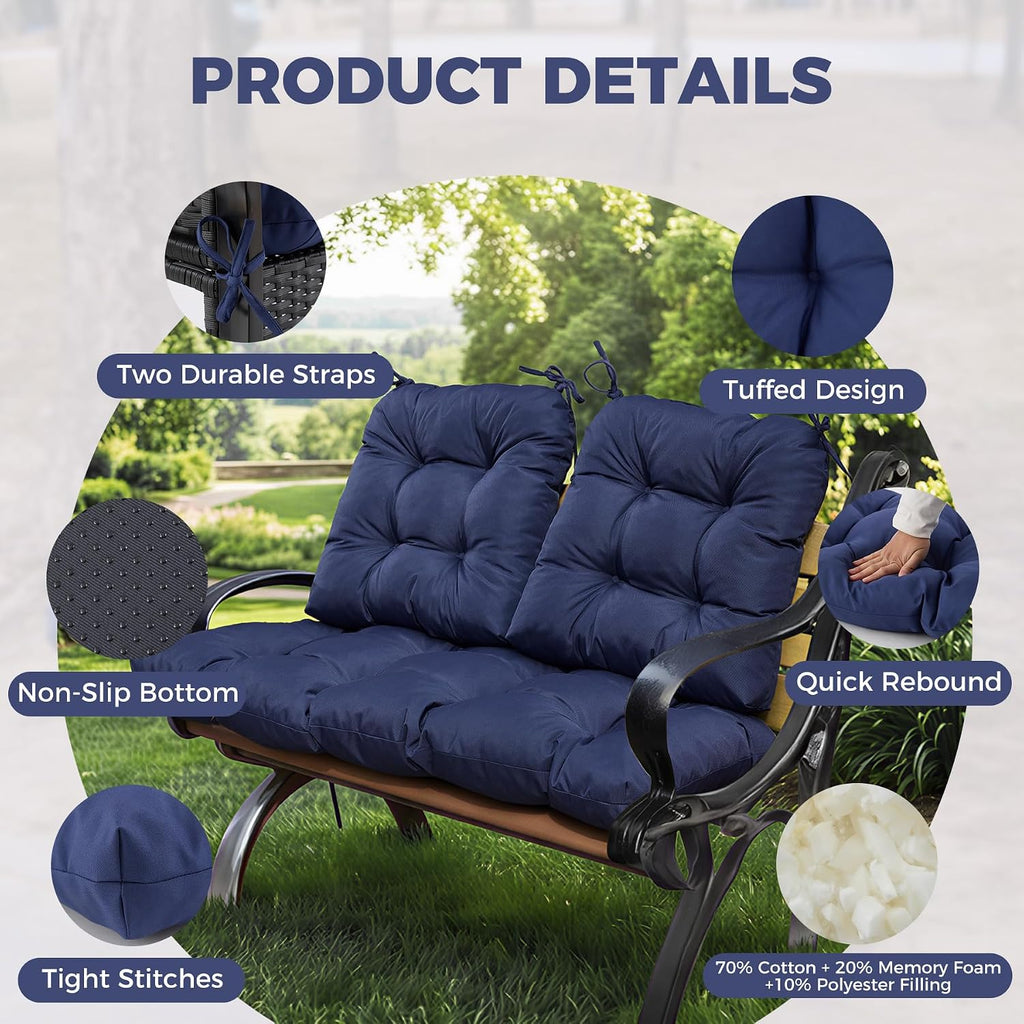 Wicker Chair Cushions of 3 Pieces, Waterproof Cushions for Patio Furniture, Tufted Wicker Outdoor Furniture Cushions - Set of 3
