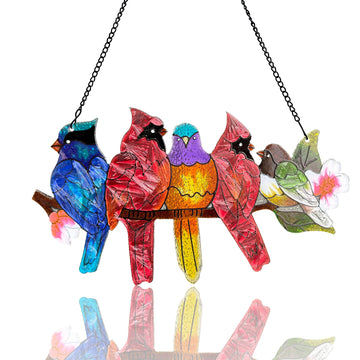 Cardinal Stained Glass Window Hanging Suncatcher Bird Lover Gifts for Mom