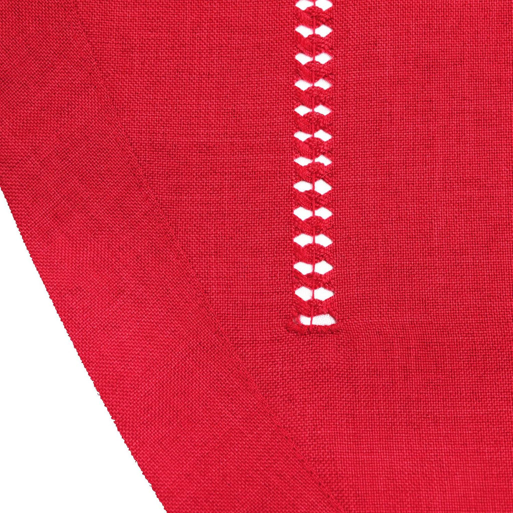 Solid Color Double Hemstitched Dining Tablecloth (Red, Oval 60x84 inches)