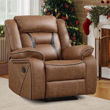 Faux Leather Manual Recliner Chair, Modern Design Single Reclining Sofa Chair with Comfortable Armrest and Backrest