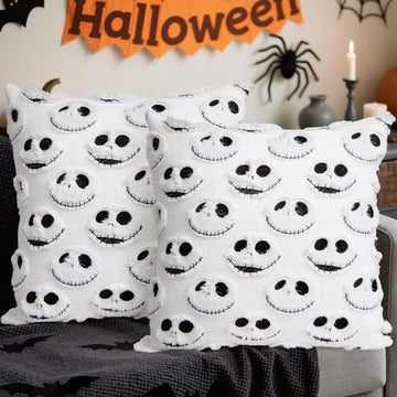 2PCS Halloween Pillow Covers 18x18 inch, Nightmare Be Christmas Throw Pillow Cases, Halloween Decorations Soft Faux Fur