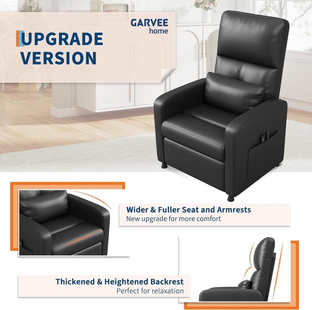 Power Recliner Chair, Adjustable Electric Recliner Ergonomic Overstuffed PU Leather Single Sofa, Tall Back, Padded