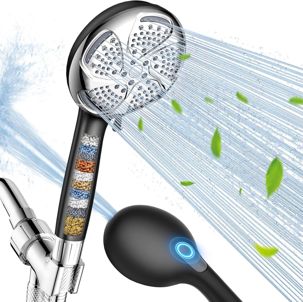Filtered Shower Head with Handheld, High Pressure 7-Spray Showerhead with Filters for Hard Water