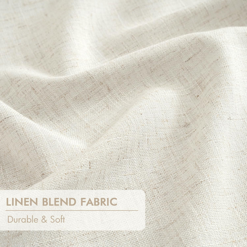 Natural Pinch Pleated 100% Blackout Linen Curtains, Room Darkening Light Blocking Window Curtains
