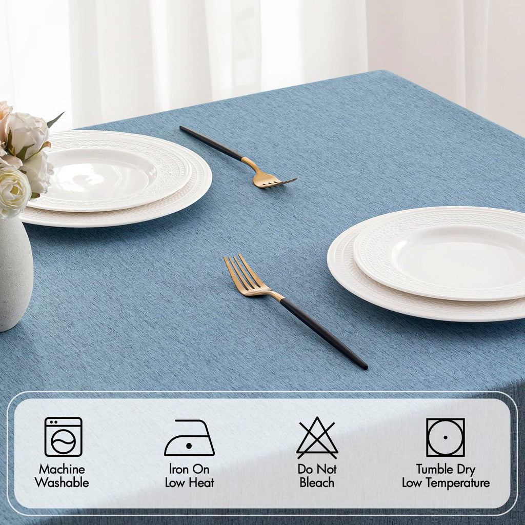 Dusty Blue Rectangle Tablecloth with Decorative Cutouts 52x70 Inch
