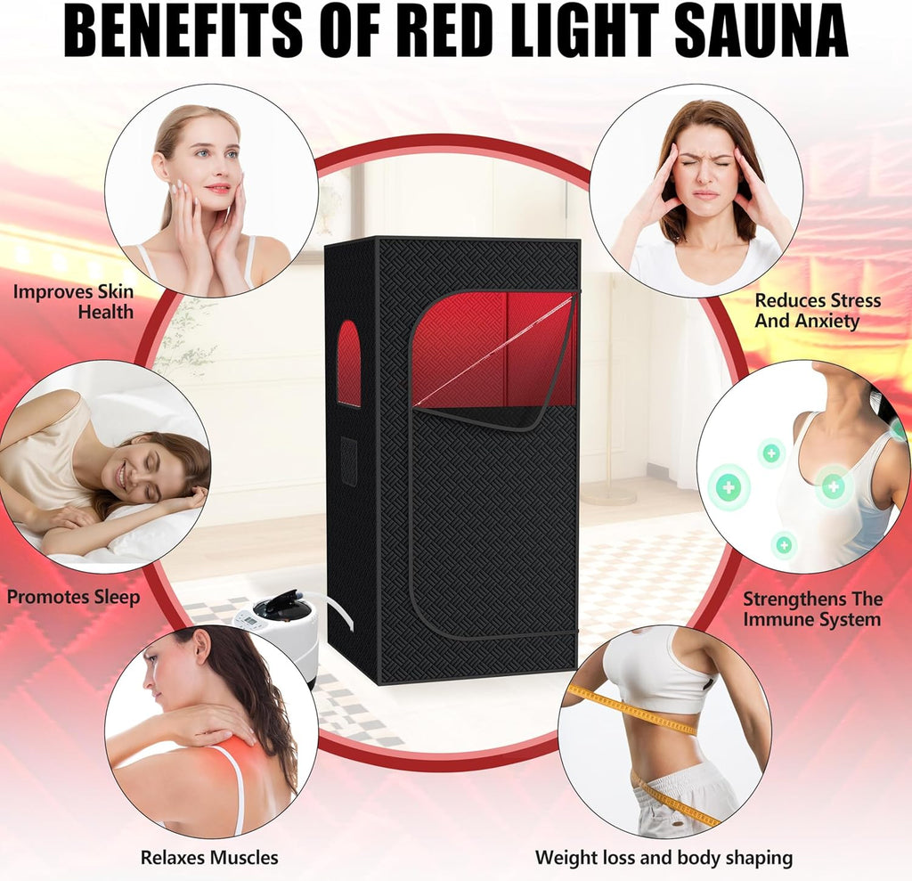 Sauna Box, Portable Steam Sauna for Home with 1000W 3L Steamer, 9-Level Temperature Control & Remote