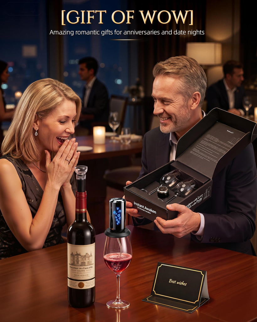 Electric Wine Aerator and Decanter Set, 8-Piece Automatic Wine Gift Kit