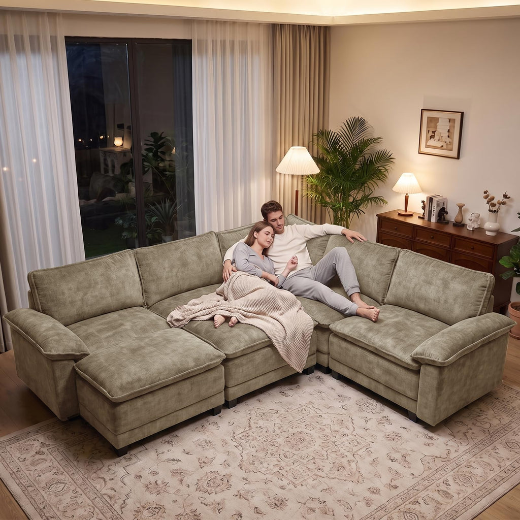 Modular Sectional Couch, Oversized V-Shaped Sofa Couches