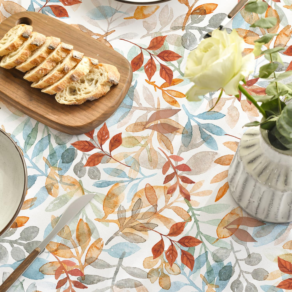 Fall Tablecloth 70 x 70 Inch Round Thanksgiving Leaf