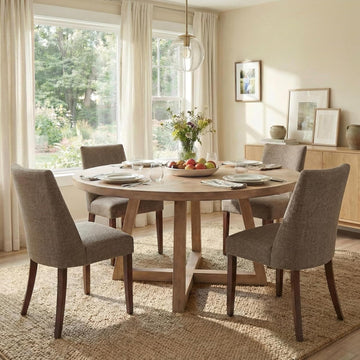 Wooden Dining Chairs Set of 4, Upholstered Farmhouse Fabric Dining Room Chair, Mid Century Kitchen Chair for
