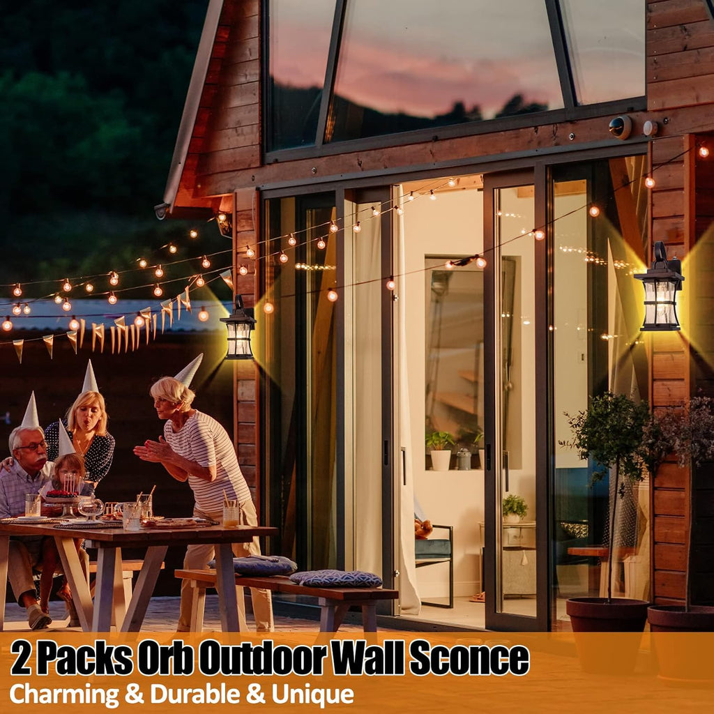 2-Pack Dusk to Dawn Outdoor Lighting - Oil Rubbed Bronze Exterior Porch Light Fixtures Wall Mount