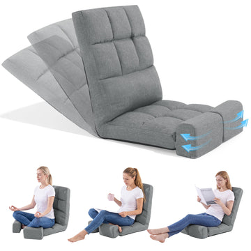 Floor Chair with Back Support and Movable Leg Cushions