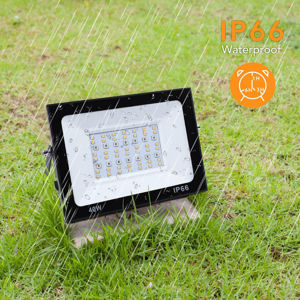 400W LED Flood Light Outdoor, Equivalent RGB Floodlight with Remote, 256 Colors Uplight with Custom Mode, 4000 Lumens