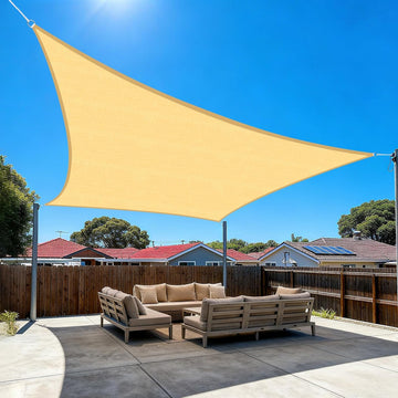 Shade Sail 12'X20' Rectangle Sand UV Block Breathable Sun Shade Canopy for Outdoor Patio Garden Deck Backyard