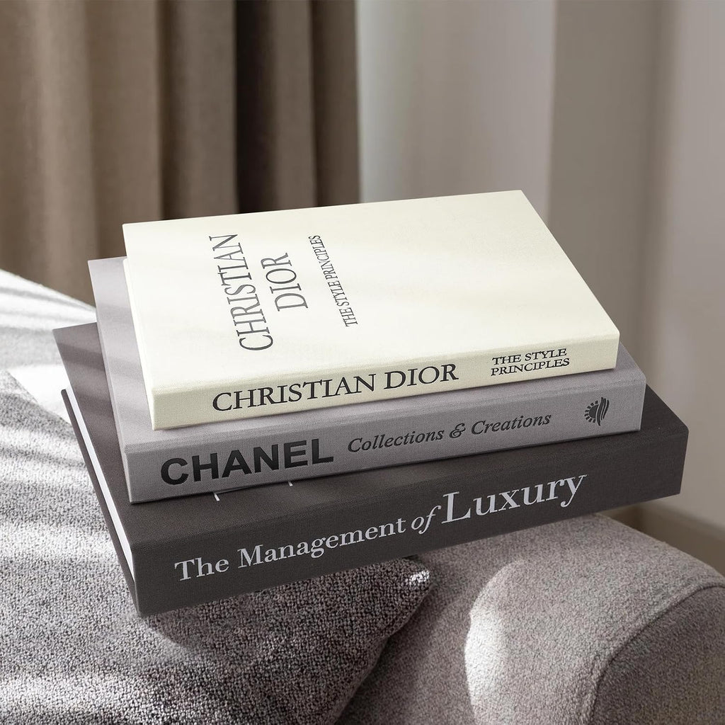 Decorative Books Set of 3, Black-Gray-Beige-Luxury | Coffee Table Home Decor, Living Room Decoration, Photo Storage