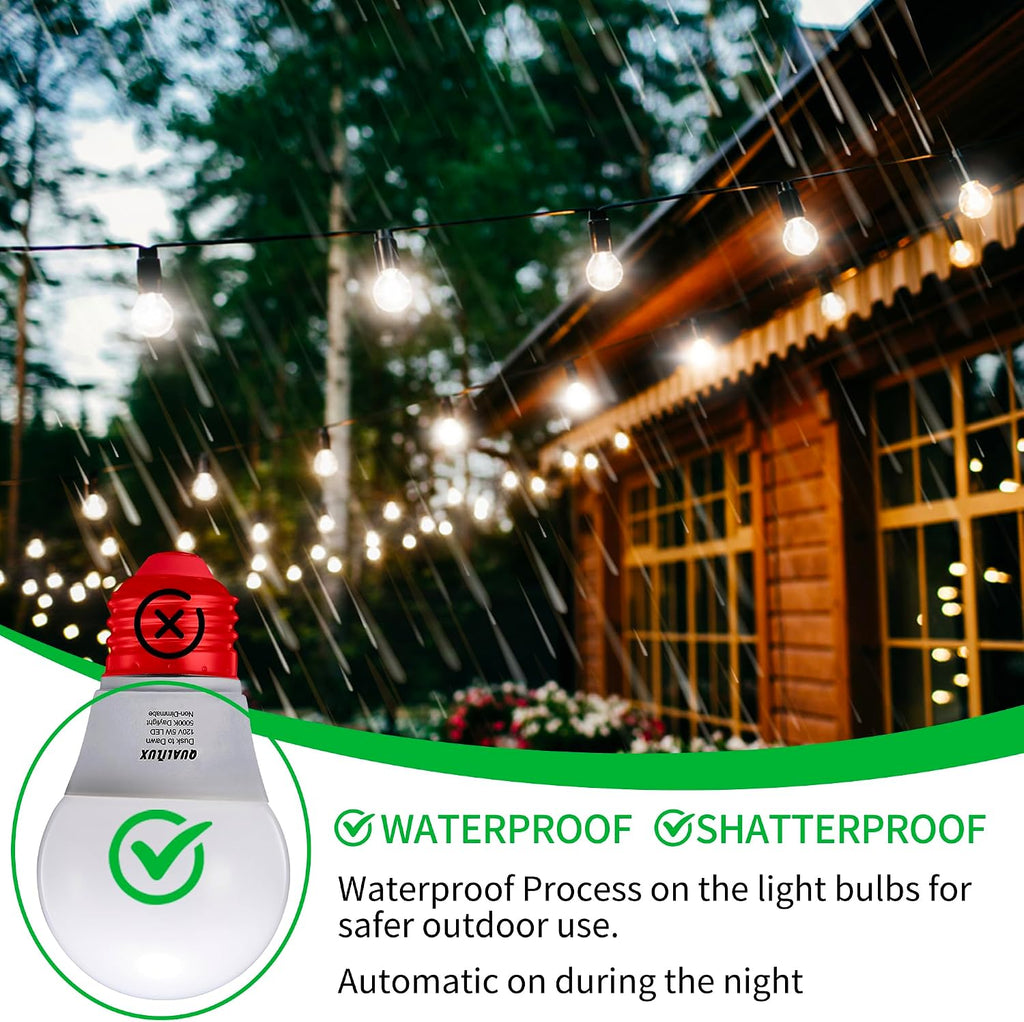 Dusk to Dawn Light Bulbs, Auto On/Off Light Sensing LED Bulbs Outdoor, Daylight, Small A15 4-Pack, 5W 450LM 40W