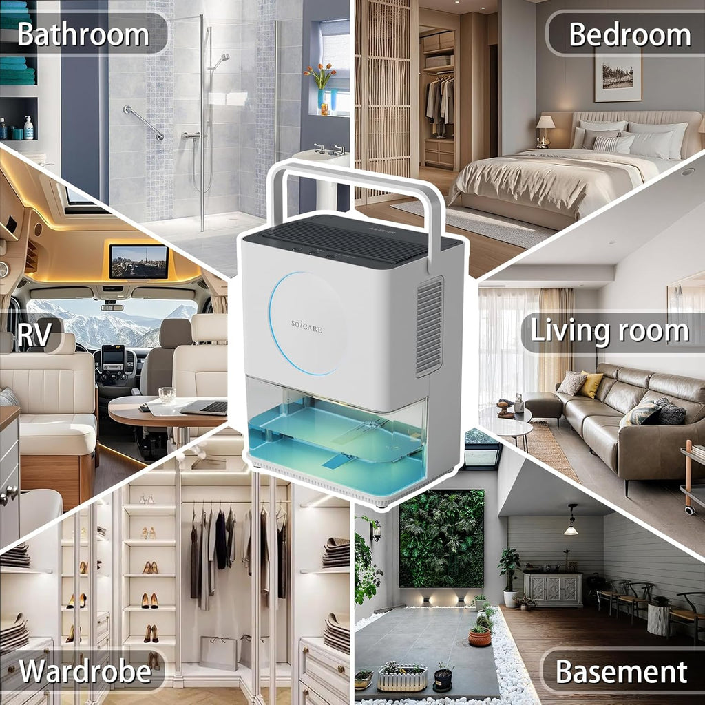 108 OZ (3.2L) Home Dehumidifier, Small Portable Room Dehumidifier for Bedroom Bathroom Basement RV Closet with HEPA