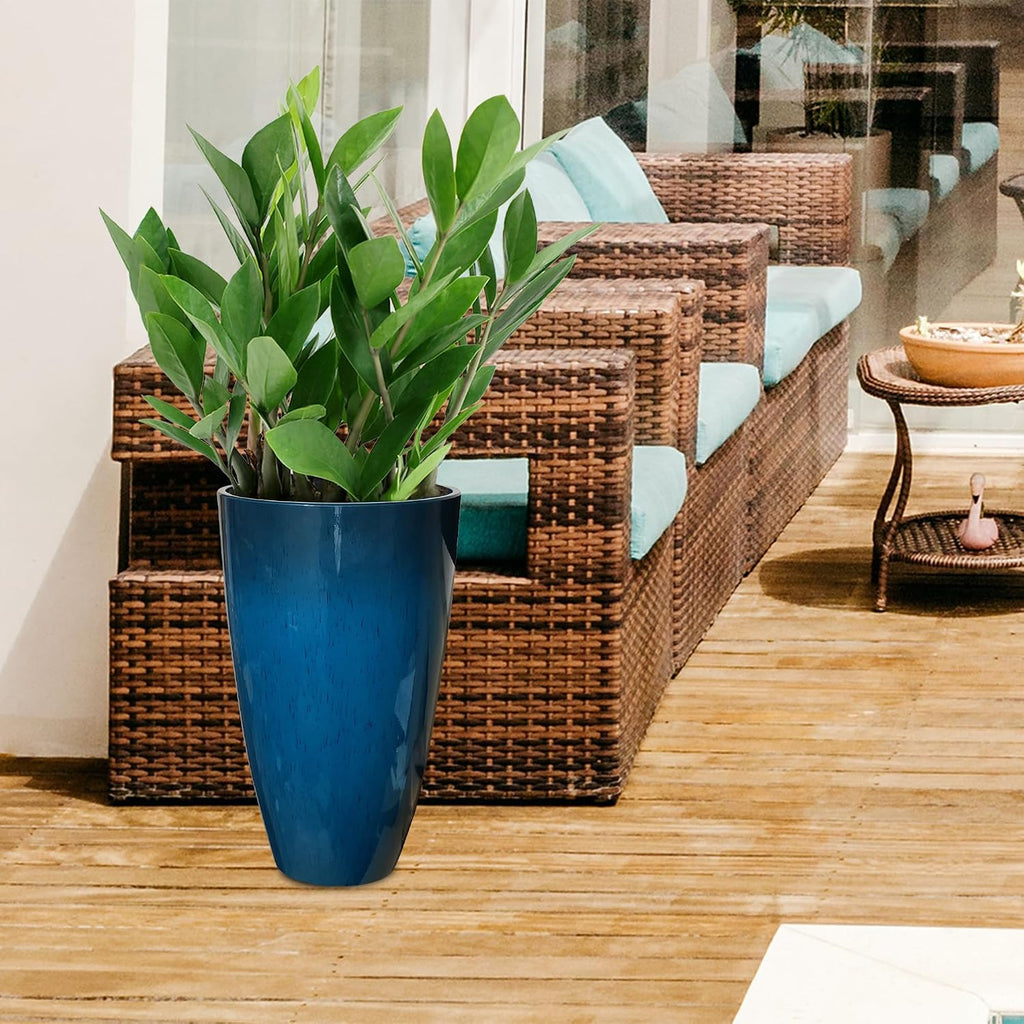 S 2 Pack - Modern Indoor/Outdoor Planters Decor - Weather-Resistant Large Flower Pots - Lightweight 21.26 Inches Tall