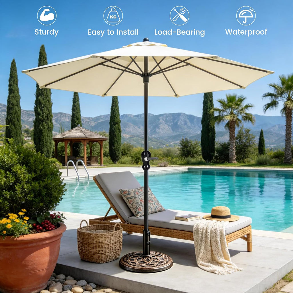 Patio Umbrella Base, Heavy-Duty Resin Outdoor Umbrella Stand, Weather-Resistant Powder Coated Umbrella Holder Pool