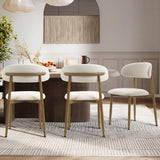 UVV Dining Chairs Set of 2, Metal Kitchen Chairs with Modern Fabric Upholstered for Dining Room, Beige