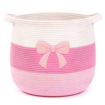 Basket Hamper for Clothes Blanket Stuffed Animal Storage Kids Pink