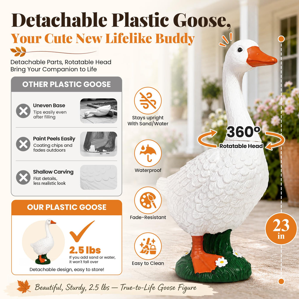 Porch Goose Statue Plastic 23" Front Porch Decor Garden Decoration